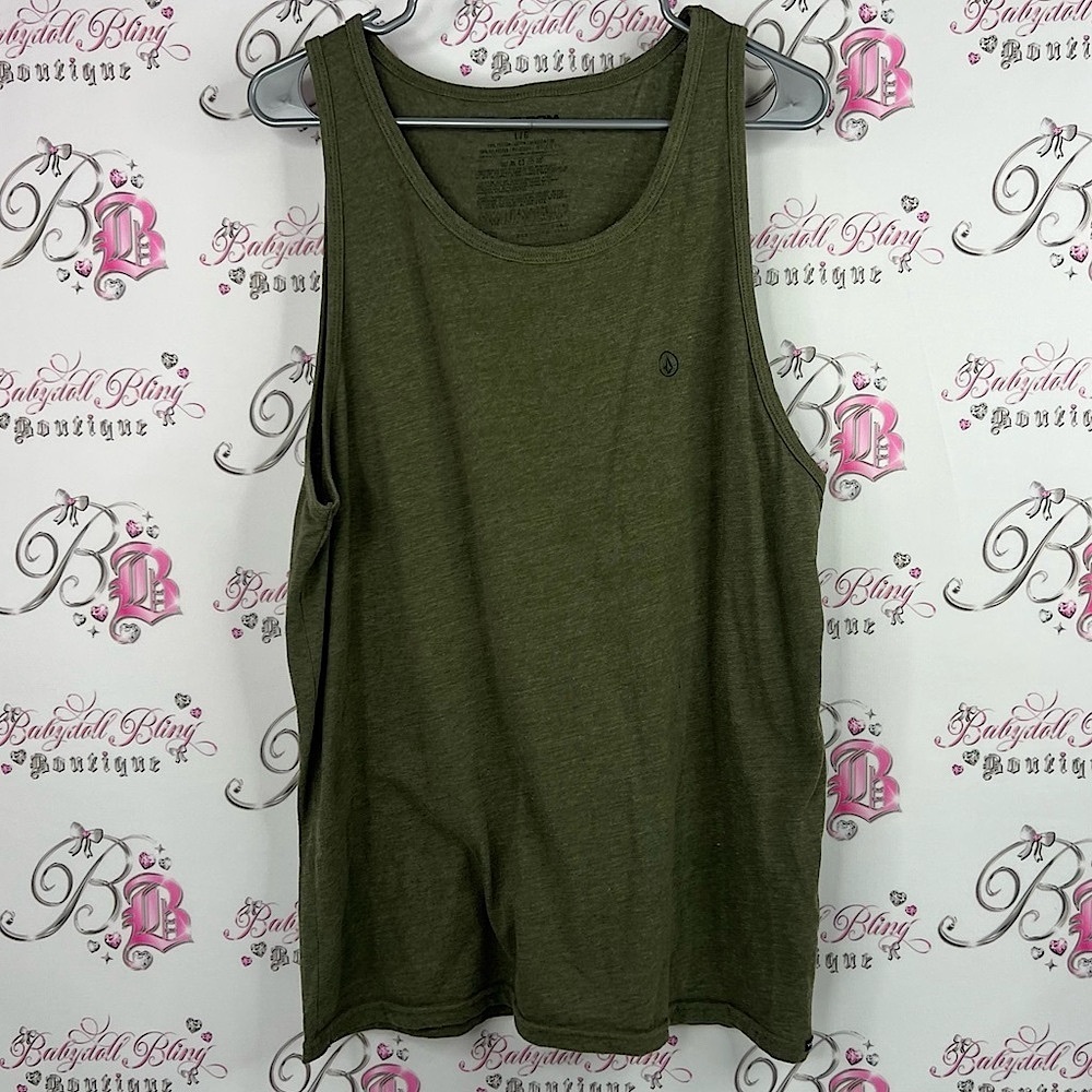 Volcom muscle shirt dark army green Forest Green Tank Top